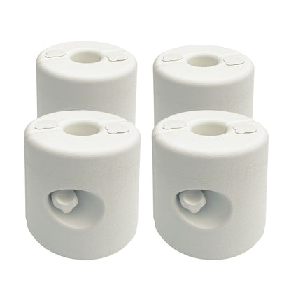 Pack of 4 Weights for Foldable Tents Fillable Supports with 9.2 kg of Water or 12 kg of Sand Gazebo Weights with Fixing Knobs Ø24x25.5 cm White