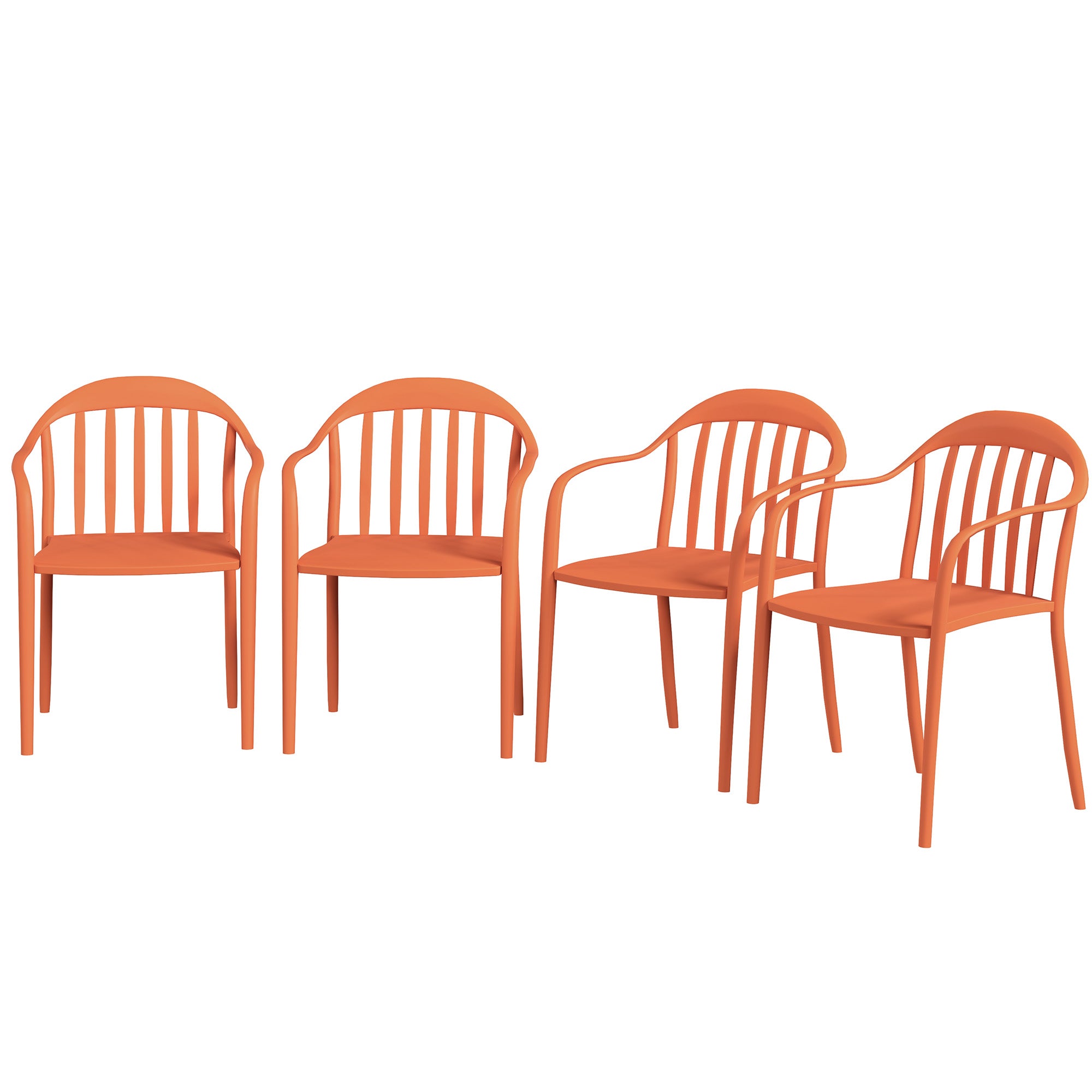 Garden Chair Set of 4 Weatherproof Plastic Garden Chairs with Armrests Backrest Stackable Patio Chair Holds up to 120 kg Load for Backyard, Garden, Balcony Red