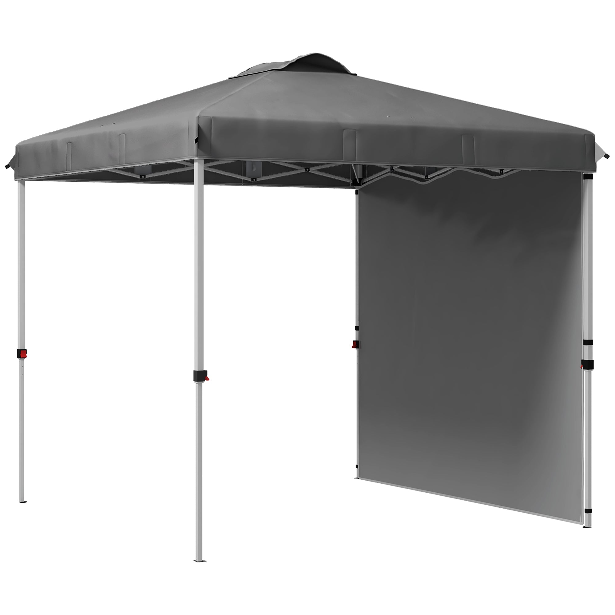 Foldable Gazebo 8.2x8.2 ft Garden Canopy with 1 Side Wall Adjustable Height in 3 Levels Anti-UV Waterproof and Sandbag Dark Gray