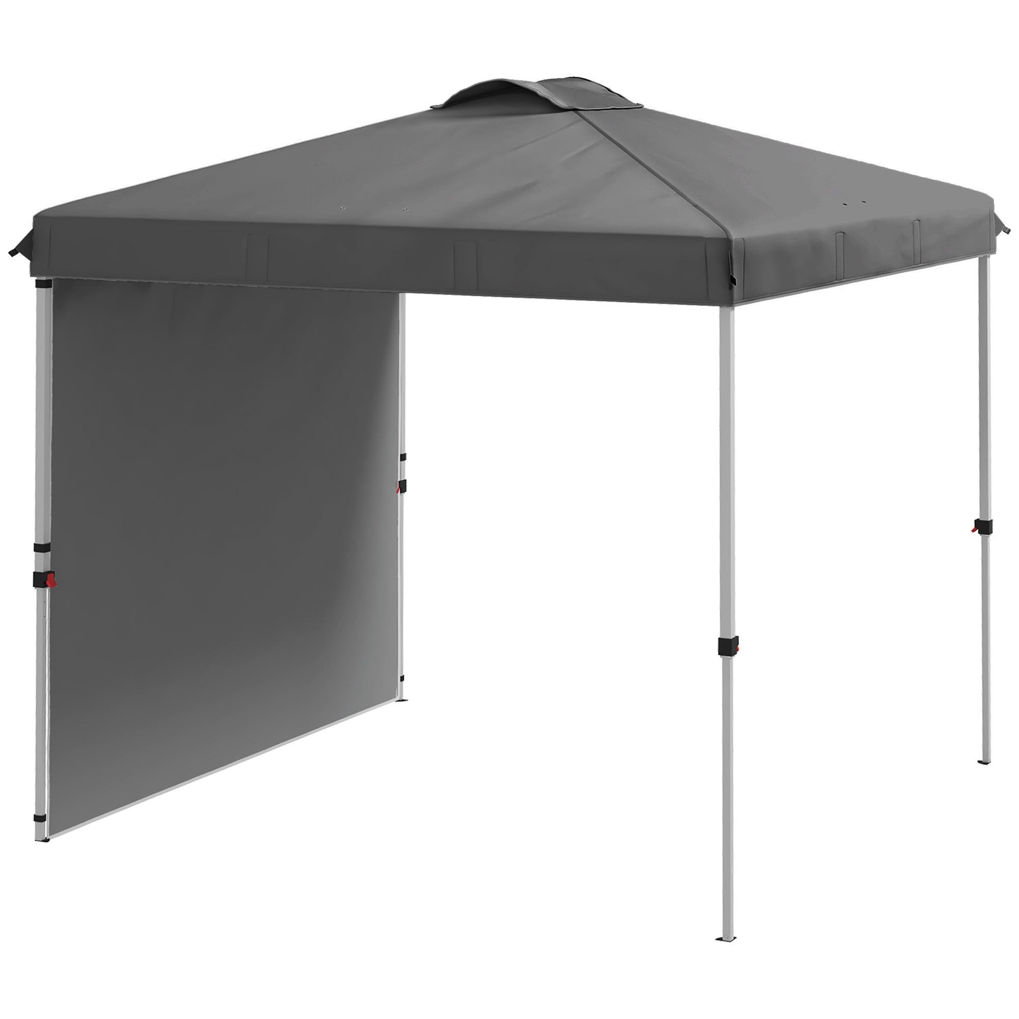Foldable Gazebo 8.2x8.2 ft Garden Canopy with 1 Side Wall Adjustable Height in 3 Levels Anti-UV Waterproof and Sandbag Dark Gray