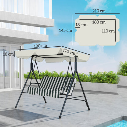 Replacement Canopy for 3 Seater Swing Waterproof UV30+, Swing Cover in Oxford Fabric 230g/m², for Garden, Patio, 210x145 cm, Cream