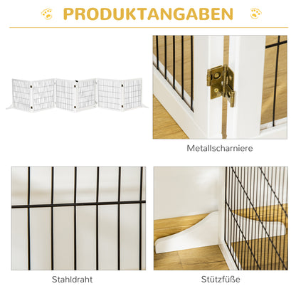 Dog Barrier Adjustable Pet Gate with Feet 432 x 70 cm Wooden Dog Gate Foldable Stair Gate Dog Barrier for Stairs, Doors, Hallway, 6 Panels, White