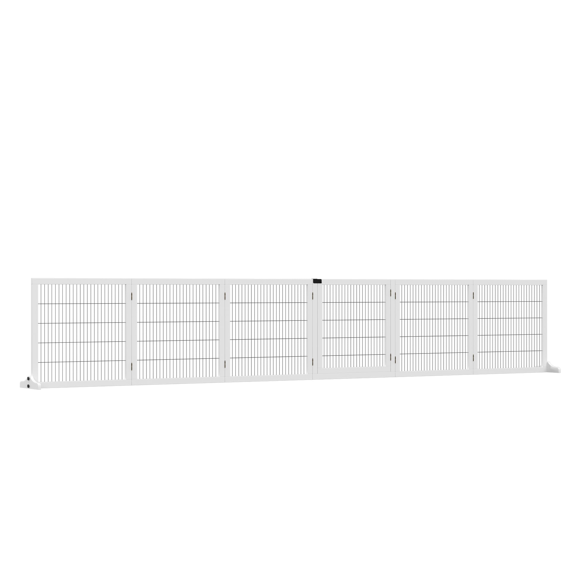 Dog Barrier Adjustable Pet Gate with Feet 432 x 70 cm Wooden Dog Gate Foldable Stair Gate Dog Barrier for Stairs, Doors, Hallway, 6 Panels, White