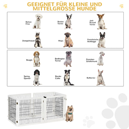 Dog Barrier Adjustable Pet Gate with Feet 432 x 70 cm Wooden Dog Gate Foldable Stair Gate Dog Barrier for Stairs, Doors, Hallway, 6 Panels, White