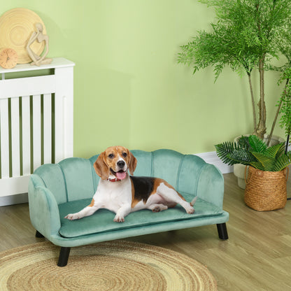Dog Sofa Dog Couch, Washable Cover, Pet Sofa with Backrest and Wooden Legs, Cat Sofa, for medium-sized dogs up to 25 kg, Green