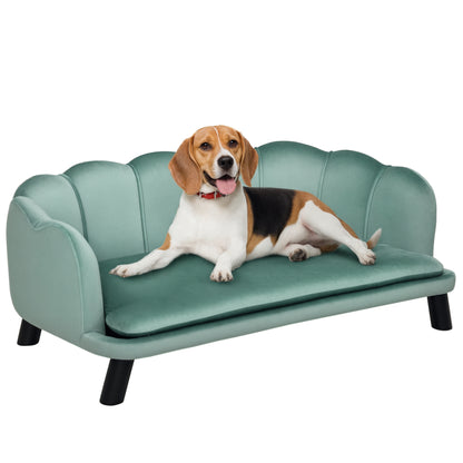 Dog Sofa Dog Couch, Washable Cover, Pet Sofa with Backrest and Wooden Legs, Cat Sofa, for medium-sized dogs up to 25 kg, Green