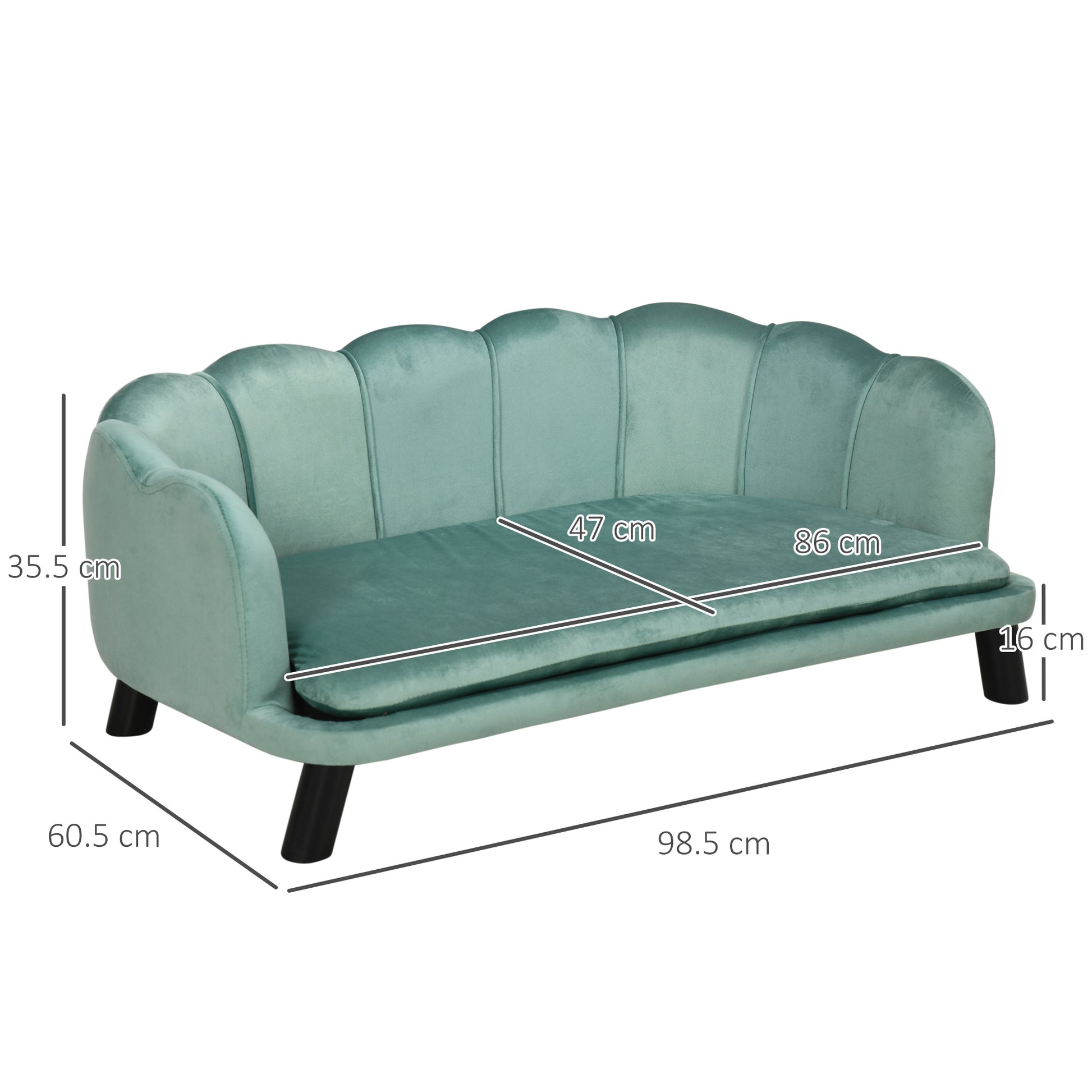 Dog Sofa Dog Couch, Washable Cover, Pet Sofa with Backrest and Wooden Legs, Cat Sofa, for medium-sized dogs up to 25 kg, Green