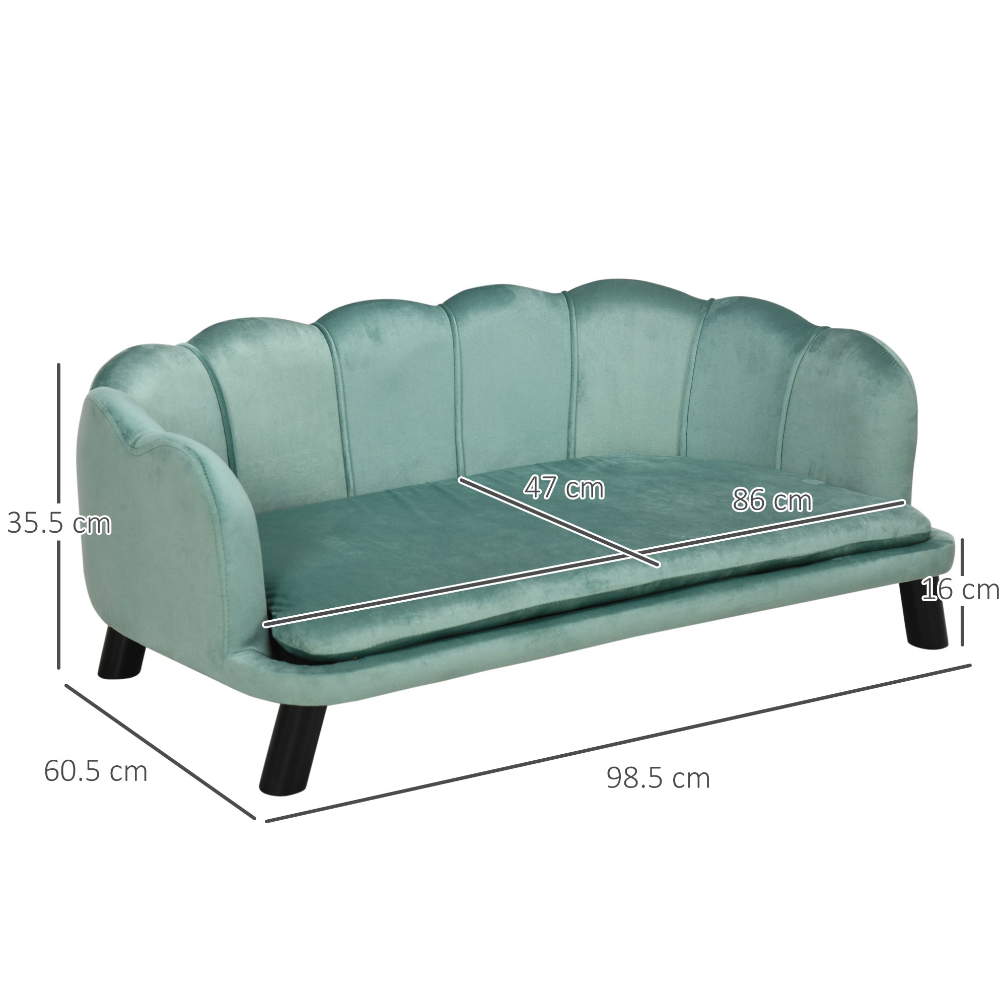 Dog Sofa Dog Couch, Washable Cover, Pet Sofa with Backrest and Wooden Legs, Cat Sofa, for medium-sized dogs up to 25 kg, Green