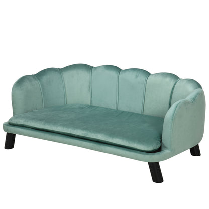 Dog Sofa Dog Couch, Washable Cover, Pet Sofa with Backrest and Wooden Legs, Cat Sofa, for medium-sized dogs up to 25 kg, Green
