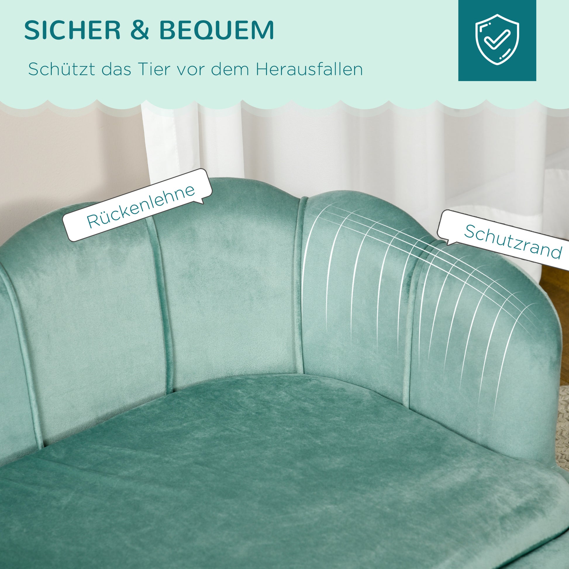 Dog Sofa Dog Couch, Washable Cover, Pet Sofa with Backrest and Wooden Legs, Cat Sofa, for medium-sized dogs up to 25 kg, Green