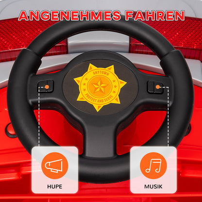 Kids Electric Car 6V Child Car with Music, Horn, Electric Vehicle with Headlights, Gentle Start, Children's Fire Truck 3 km/h, for 3-5 Years Kids, Red