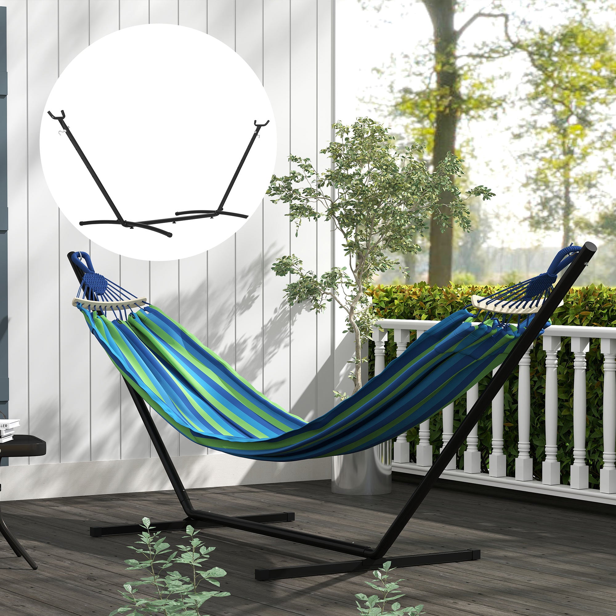 Hammock Stand for Hammock Hammock Stand with Hooks Garden Beach Metal 280 x 120 x 110 cm up to 120KG