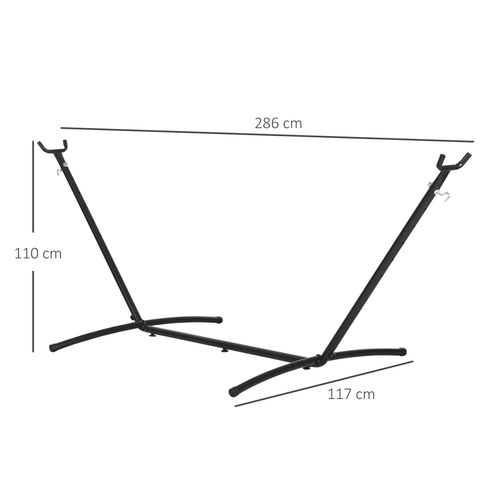 Hammock Stand for Hammock Hammock Stand with Hooks Garden Beach Metal 280 x 120 x 110 cm up to 120KG