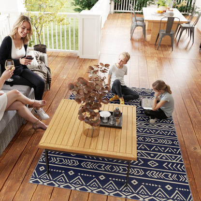 Outdoor Carpet Robust Weather-Resistant Outdoor Rug, Carpet with Boho Style, Outdoor Rug for Living Room Balcony Garden Terrace Bathroom Hall Kitchen, 182 x 274 cm Blue+White