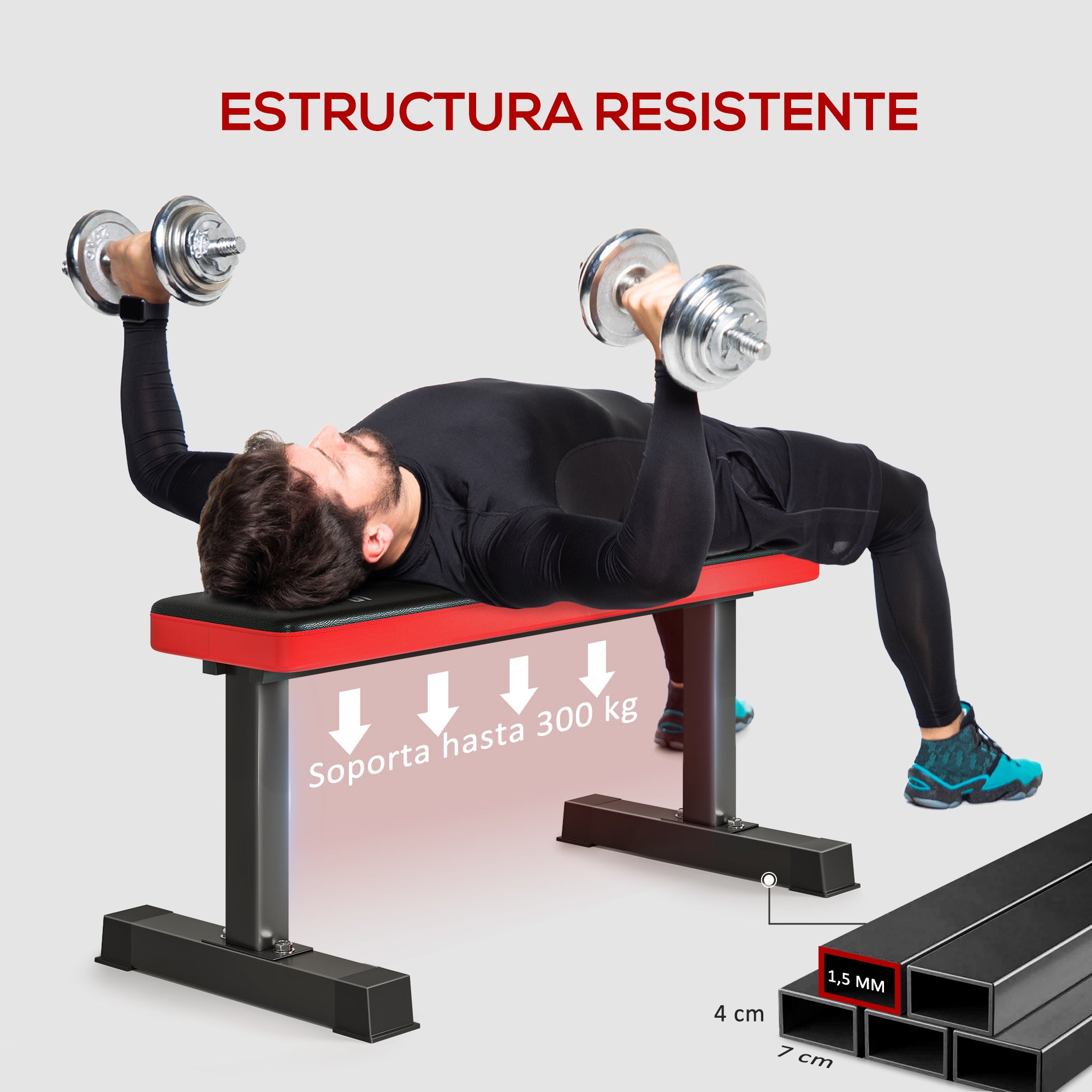 SPORTNOW Weight Bench Muscle Training Bench 300 kg Load Abdominal Bench for Full Body Training at Home Gym Black