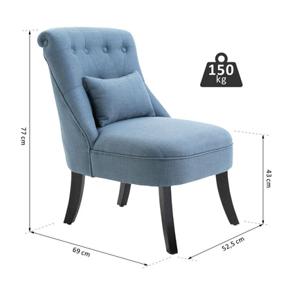 Armchair Living Room Relax Armchair Lounge Armchair Recliner with Back Pillow, Wooden Legs, Reading Armchair with Linen Look, Upholstered Armchair for Bedroom, Blue