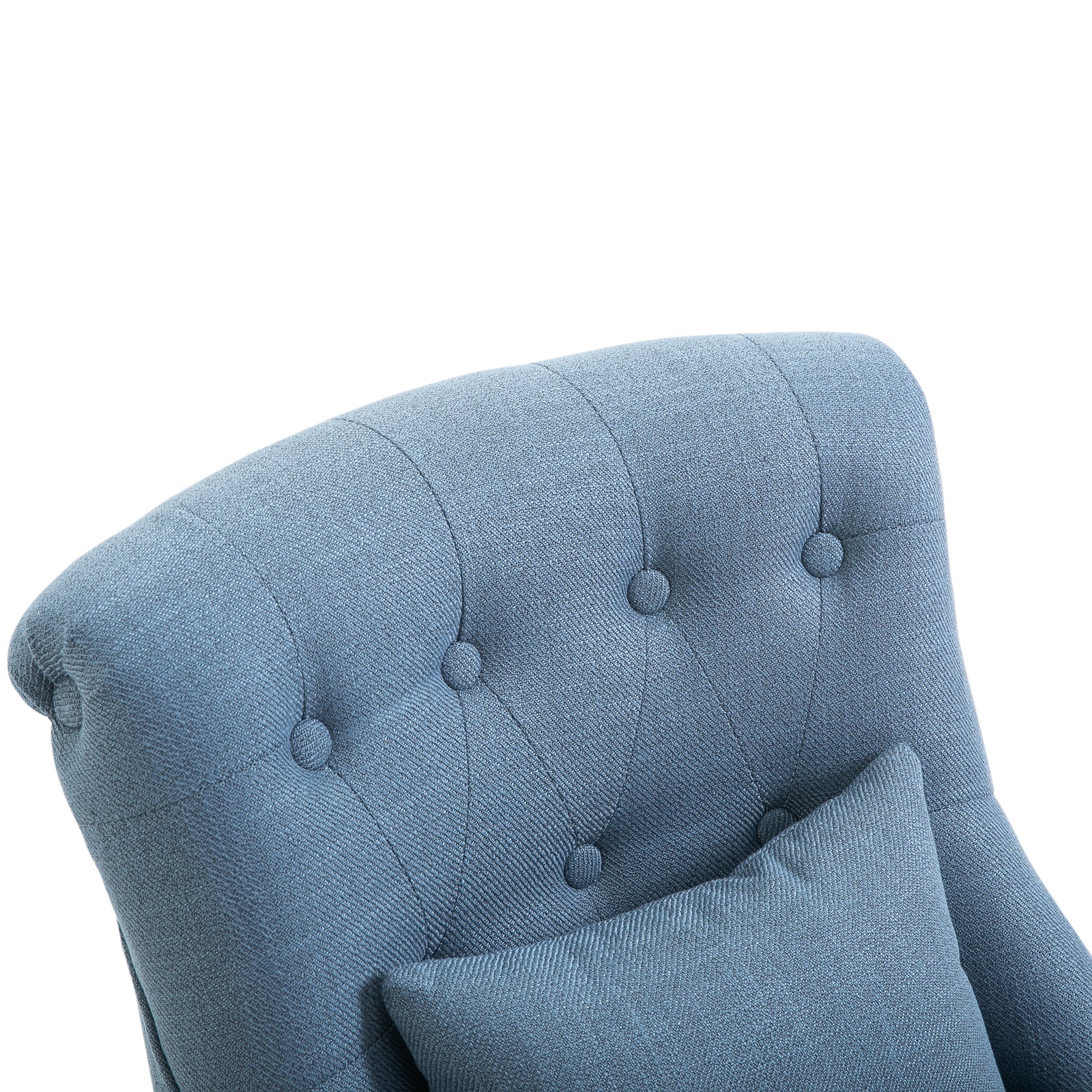 Armchair Living Room Relax Armchair Lounge Armchair Recliner with Back Pillow, Wooden Legs, Reading Armchair with Linen Look, Upholstered Armchair for Bedroom, Blue