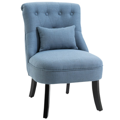 Armchair Living Room Relax Armchair Lounge Armchair Recliner with Back Pillow, Wooden Legs, Reading Armchair with Linen Look, Upholstered Armchair for Bedroom, Blue