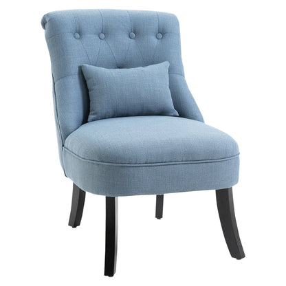 Armchair Living Room Relax Armchair Lounge Armchair Recliner with Back Pillow, Wooden Legs, Reading Armchair with Linen Look, Upholstered Armchair for Bedroom, Blue
