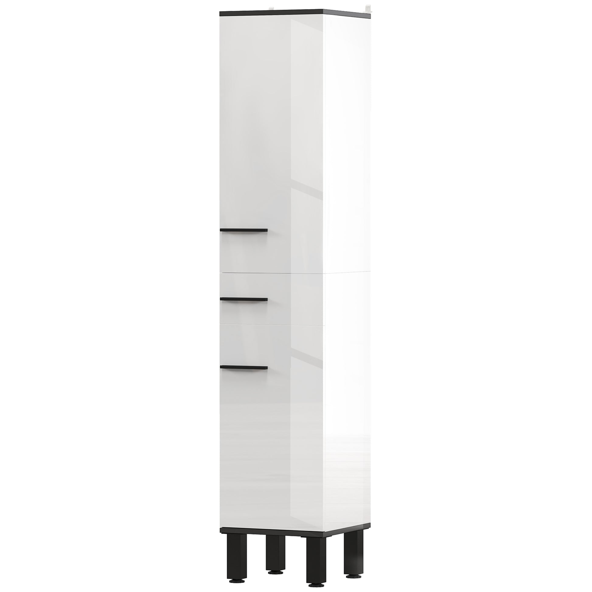 Bathroom Column Tall Bathroom Cabinet with Drawer 2 Doors and Adjustable Shelves Modern Bathroom Furniture Anti-tipping 34x32x170 cm White