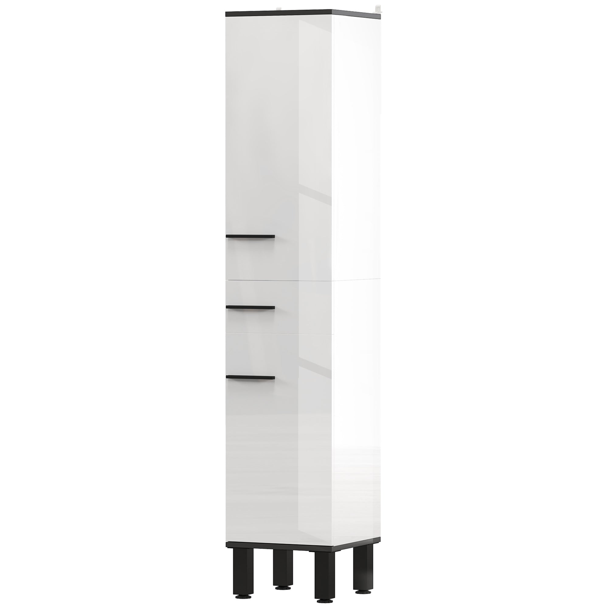 Bathroom Column Tall Bathroom Cabinet with Drawer 2 Doors and Adjustable Shelves Modern Bathroom Furniture Anti-tipping 34x32x170 cm White