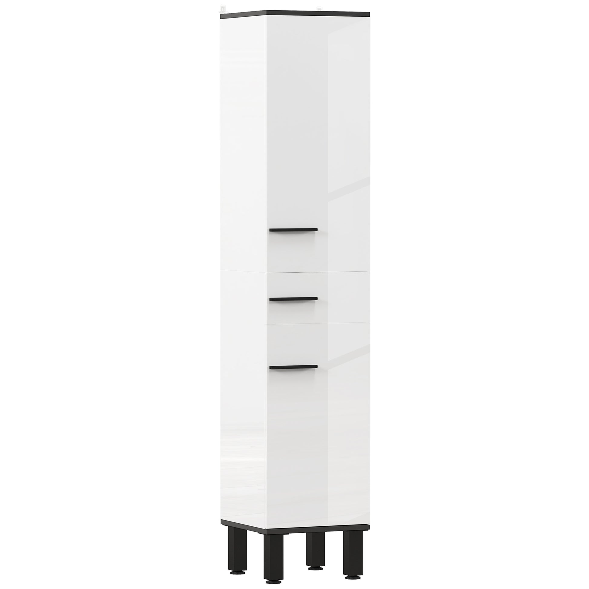 Bathroom Column Tall Bathroom Cabinet with Drawer 2 Doors and Adjustable Shelves Modern Bathroom Furniture Anti-tipping 34x32x170 cm White