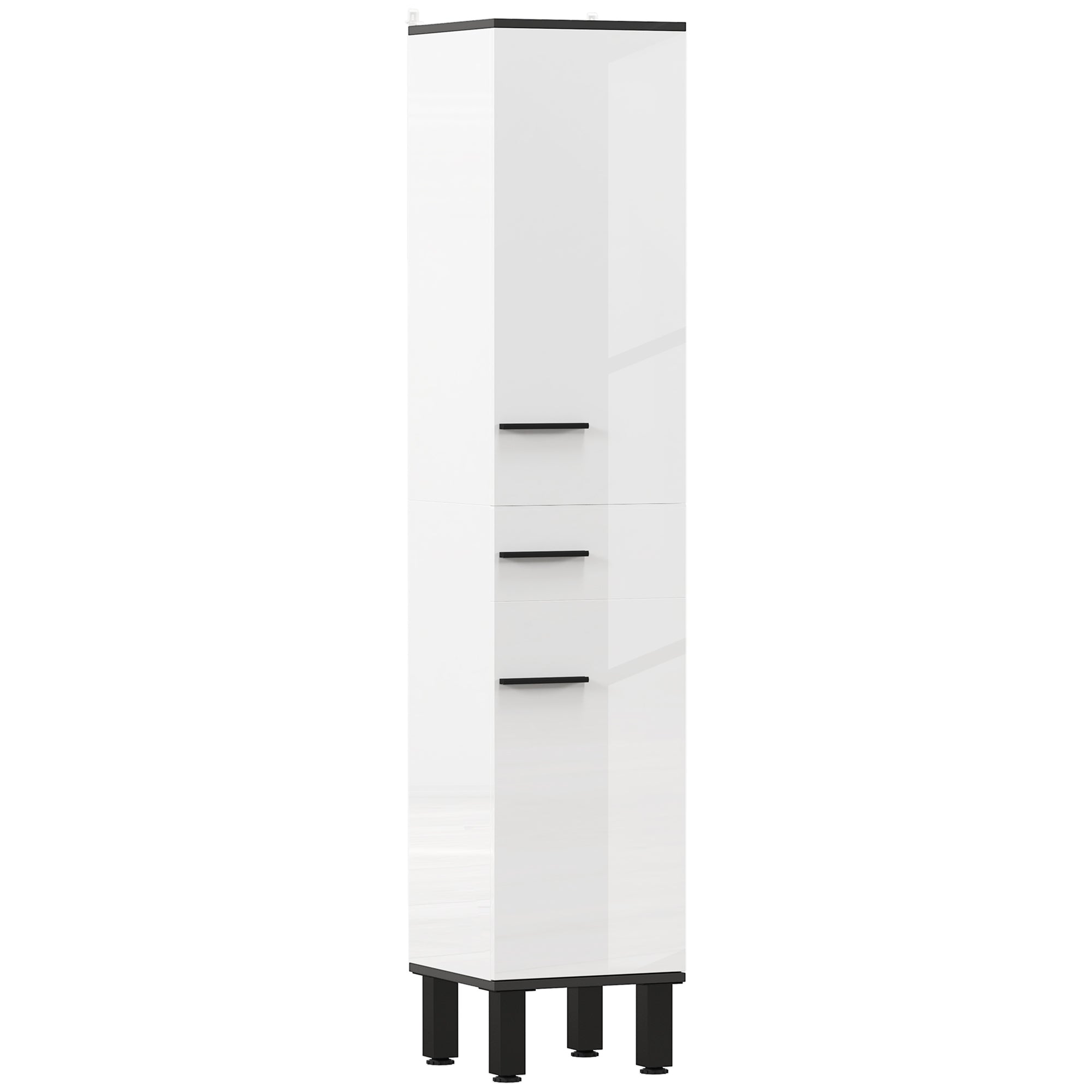 Bathroom Column Tall Bathroom Cabinet with Drawer 2 Doors and Adjustable Shelves Modern Bathroom Furniture Anti-tipping 34x32x170 cm White