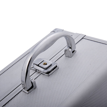 Professional Makeup Case Portable Cosmetic Organizer with 3-Tier Trays and Mirror 2 Keys for Jewelry Manicure Travel 20x15x15 cm Silver