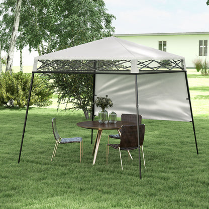 Folding Tent 220x220x200 cm Foldable Gazebo with 1 Side Wall Waterproof Carry Bag and UV50+ Protection for Garden Patio White