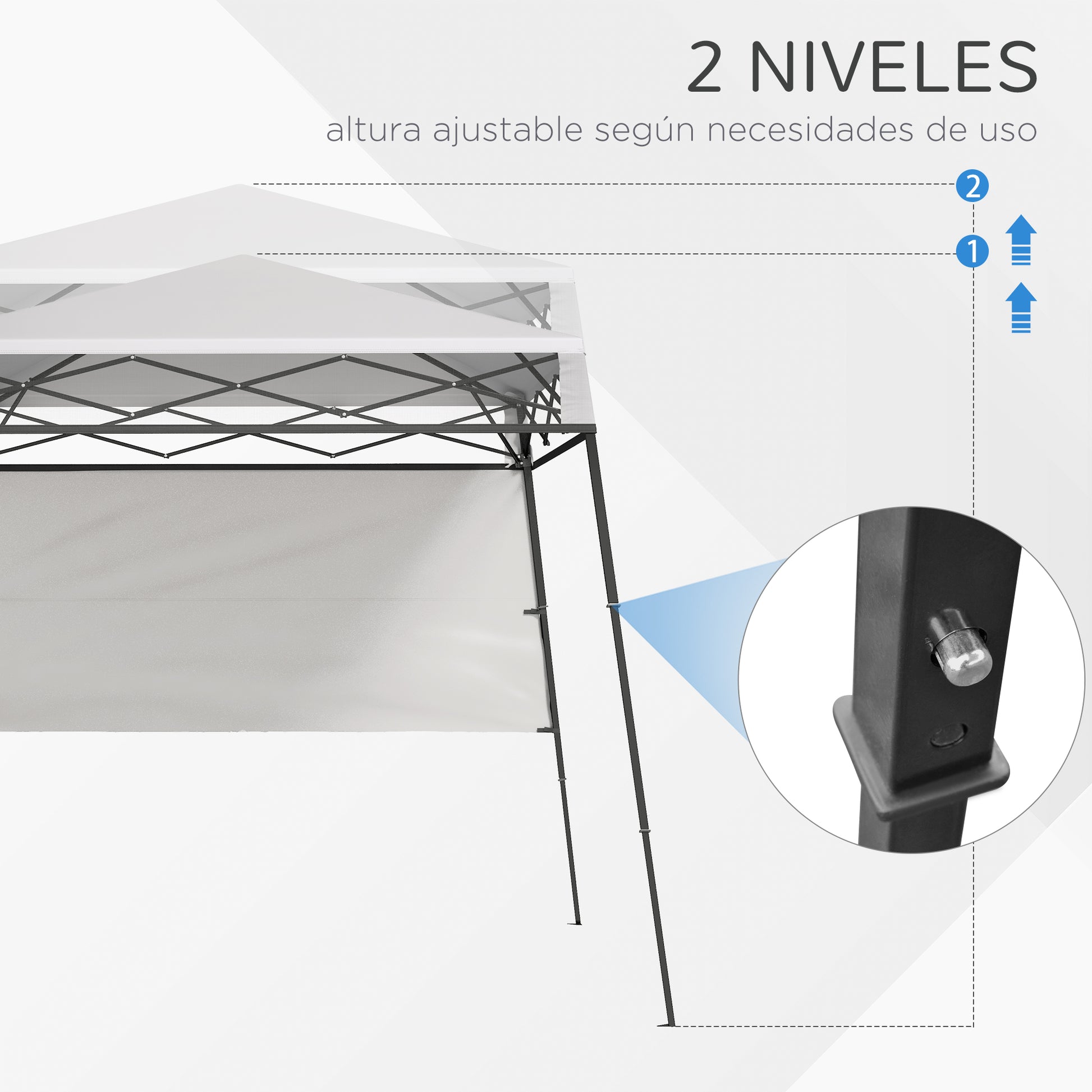 Folding Tent 220x220x200 cm Foldable Gazebo with 1 Side Wall Waterproof Carry Bag and UV50+ Protection for Garden Patio White