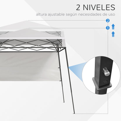Folding Tent 220x220x200 cm Foldable Gazebo with 1 Side Wall Waterproof Carry Bag and UV50+ Protection for Garden Patio White