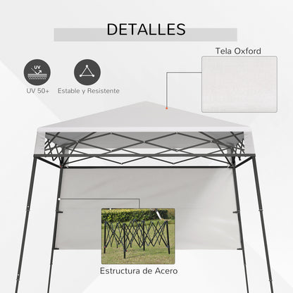 Folding Tent 220x220x200 cm Foldable Gazebo with 1 Side Wall Waterproof Carry Bag and UV50+ Protection for Garden Patio White