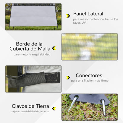 Folding Tent 220x220x200 cm Foldable Gazebo with 1 Side Wall Waterproof Carry Bag and UV50+ Protection for Garden Patio White