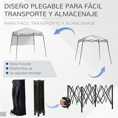 Folding Tent 220x220x200 cm Foldable Gazebo with 1 Side Wall Waterproof Carry Bag and UV50+ Protection for Garden Patio White