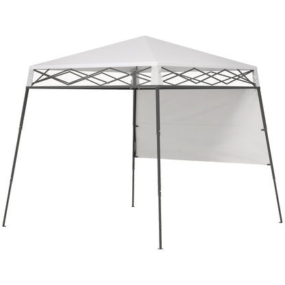 Folding Tent 220x220x200 cm Foldable Gazebo with 1 Side Wall Waterproof Carry Bag and UV50+ Protection for Garden Patio White