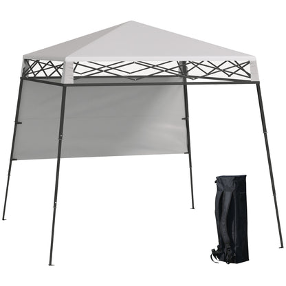 Folding Tent 220x220x200 cm Foldable Gazebo with 1 Side Wall Waterproof Carry Bag and UV50+ Protection for Garden Patio White