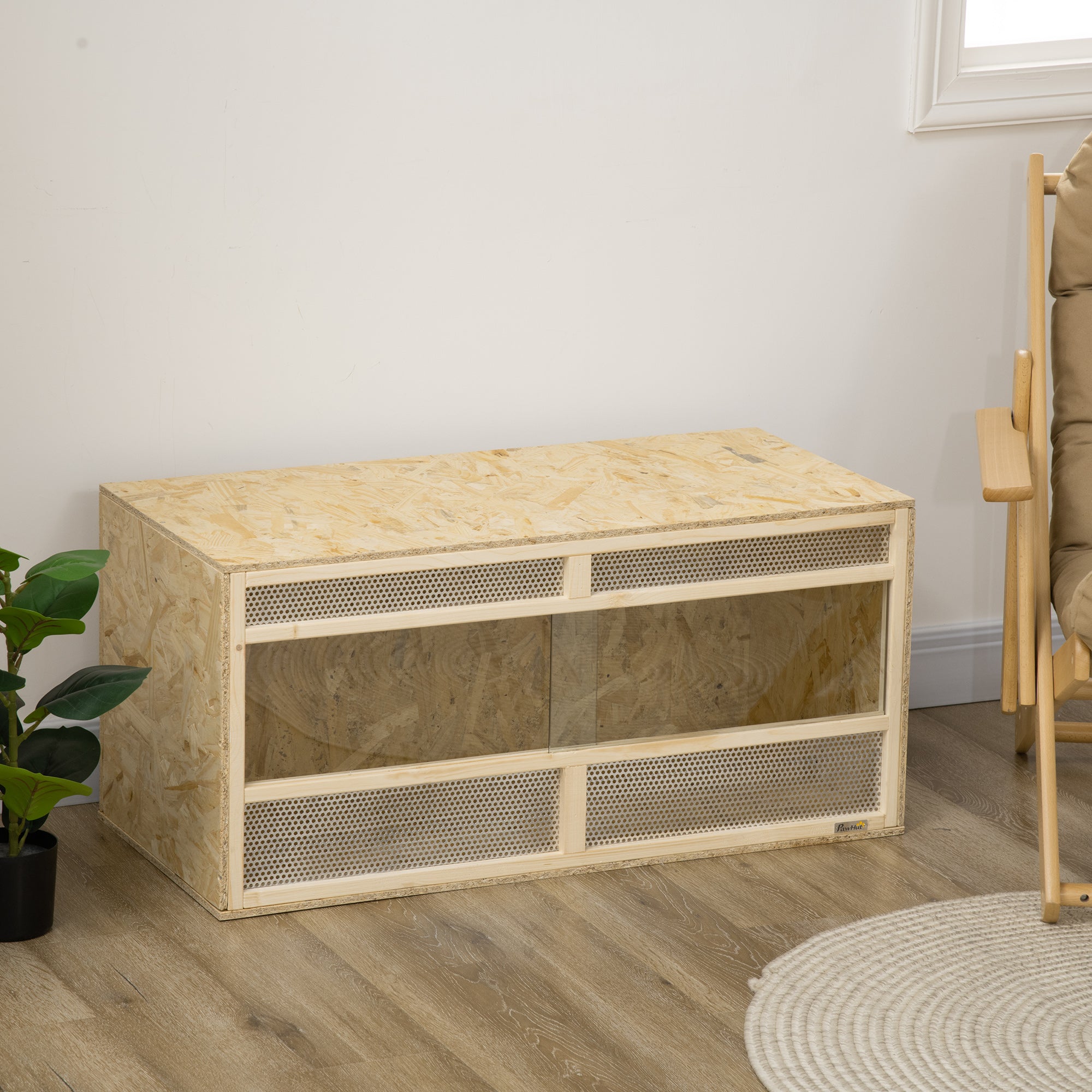 OSB Wood Terrarium for Reptiles with Sliding Glass Door - 100 x 47 x 47 cm