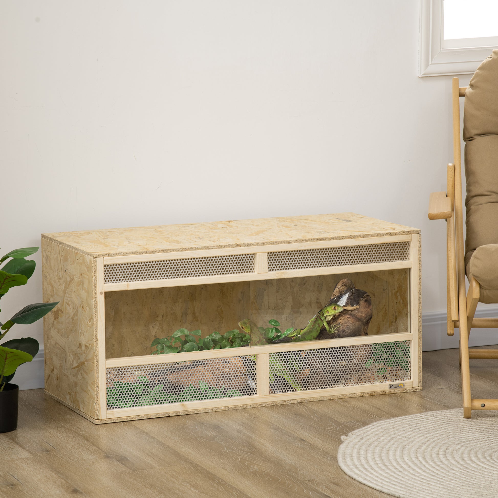 OSB Wood Terrarium for Reptiles with Sliding Glass Door - 100 x 47 x 47 cm