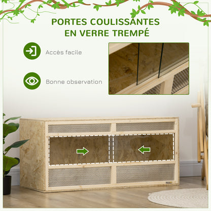 OSB Wood Terrarium for Reptiles with Sliding Glass Door - 100 x 47 x 47 cm