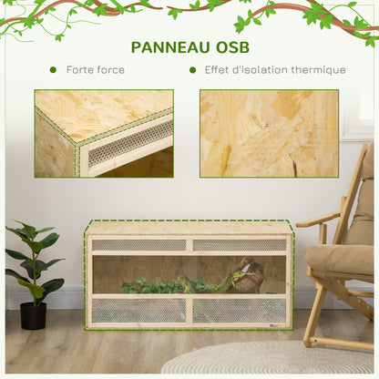 OSB Wood Terrarium for Reptiles with Sliding Glass Door - 100 x 47 x 47 cm