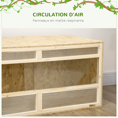 OSB Wood Terrarium for Reptiles with Sliding Glass Door - 100 x 47 x 47 cm