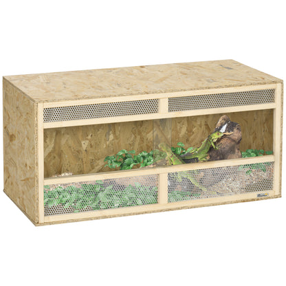 OSB Wood Terrarium for Reptiles with Sliding Glass Door - 100 x 47 x 47 cm