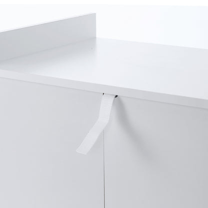 Kitchen Serving Cart Trolley with Drawer Cabinet 2 Doors Shelf Particle Boards White Oak Light Finish