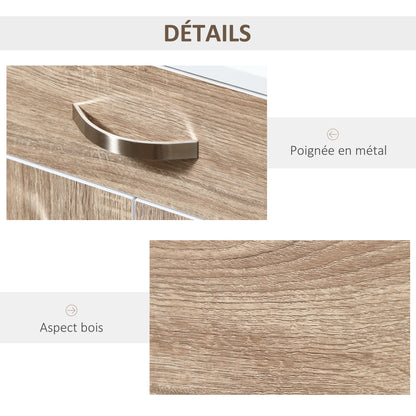 Kitchen Serving Cart Trolley with Drawer Cabinet 2 Doors Shelf Particle Boards White Oak Light Finish