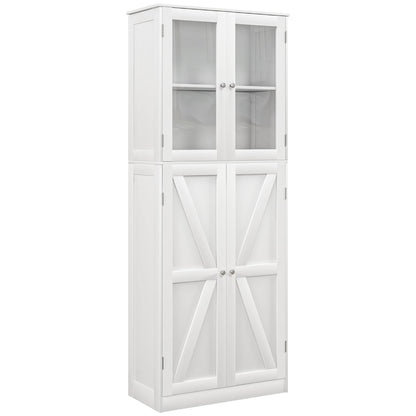 Bathroom Furniture, Bathroom Cabinet, with two tempered glass double-door cabinets, anti-tip design, 60W x 30D x 160H cm, white