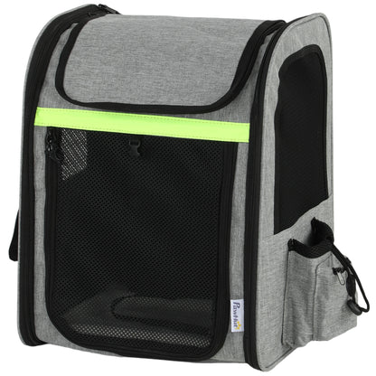Expandable Dog Carrier with Door, 33.5 x 28 x 42 cm (13.2 x 11.0 x 16.5 in) – 5 Pockets, Reflective Stripe, Carrier for Cats & Dogs up to 10 kg (22 lb) – Light Gray