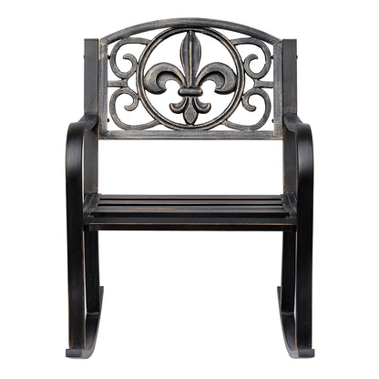 Rocking Chair Garden Chair Swing Seat Antique Garden Metal Bronze 60cm x 73cm x 85cm
