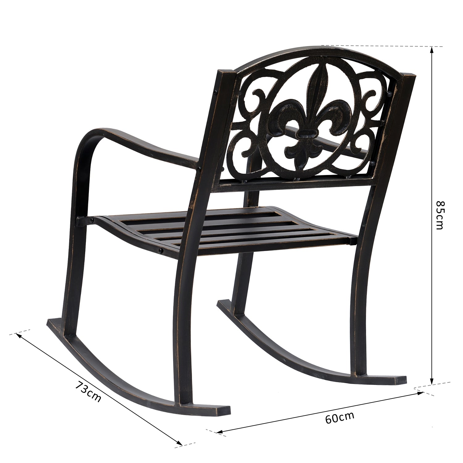 Rocking Chair Garden Chair Swing Seat Antique Garden Metal Bronze 60cm x 73cm x 85cm