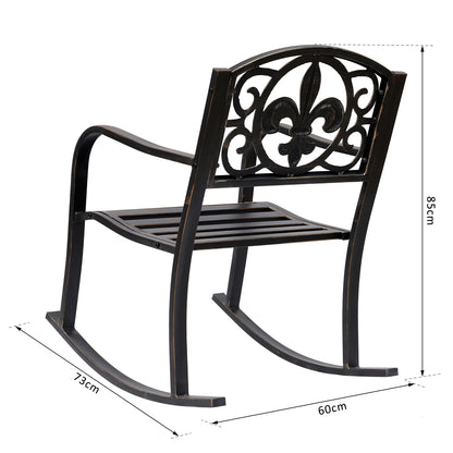 Rocking Chair Garden Chair Swing Seat Antique Garden Metal Bronze 60cm x 73cm x 85cm