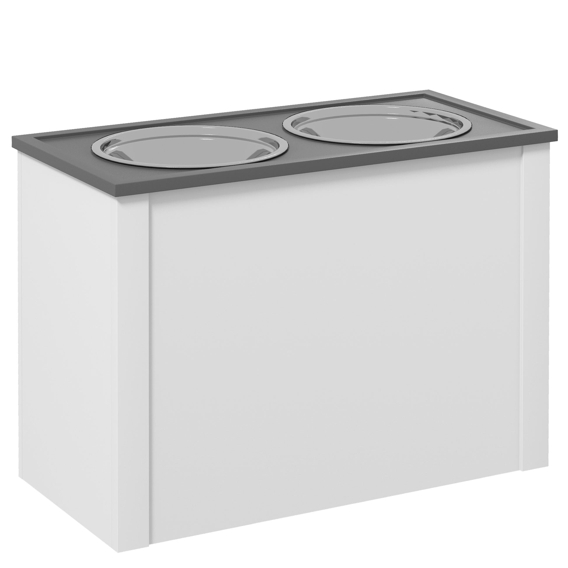Dog Bowl, Pet Feeder Station with Storage, Water Bowl, Bowl Stand with 2 L Stainless Steel Bowls, Dog Bowl Stand, Feeding Bowl for Large Dogs, White